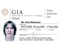 Student card - Gemological Institute of America - Bangkok 2004